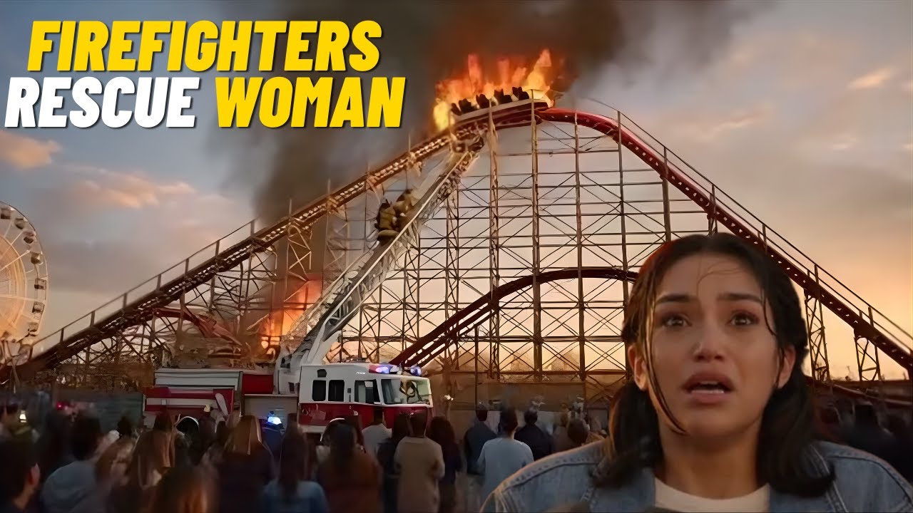 Firefighters Rescue Woman Stuck on Roller Coaster - Amusement Park 🚨