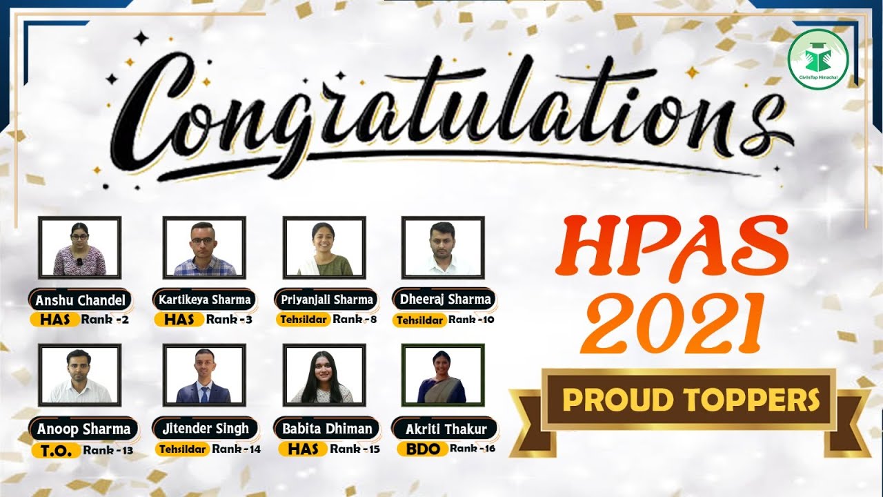 Himachal Pradesh Administrative Services (HPAS/HAS) 2021 | Proud Toppers | Civilstap Himachal