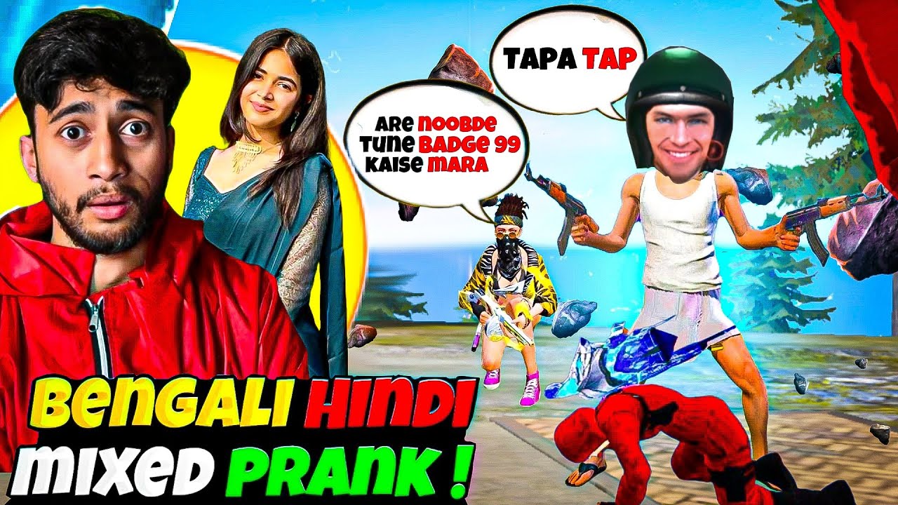 I Kill Badge99 V-Badge player 😲 during Bengali×Hindi mix NooB prank on Worldchat Cute Girl