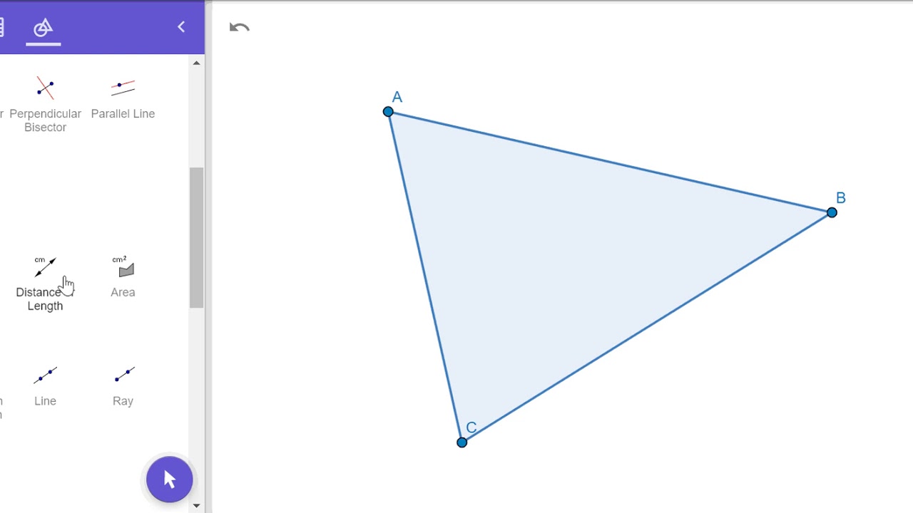 Constructing Triangles and finding lengths and angles with Geogebra