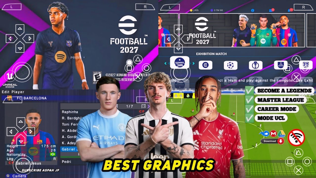 eFootball PES 2027 PSP Android Offline PS5 Camera | Efootball 2027 PPSSPP Season Update UCL & 4k HD