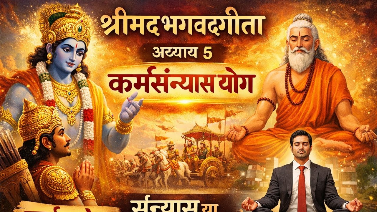 श्रीमद्भगवद्गीता अध्याय 5 ✨ | कर्मसंन्यास योग | कर्म और संन्यास का सर्वोच्च ज्ञान 📜