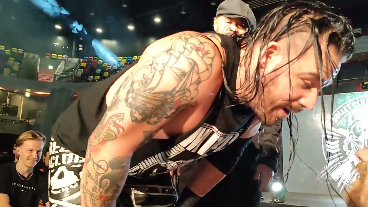 Bullet Club War Dogs (David Finlay, Gabe Kidd and Alex Coughlin) entrance at NJPW Royal Quest III