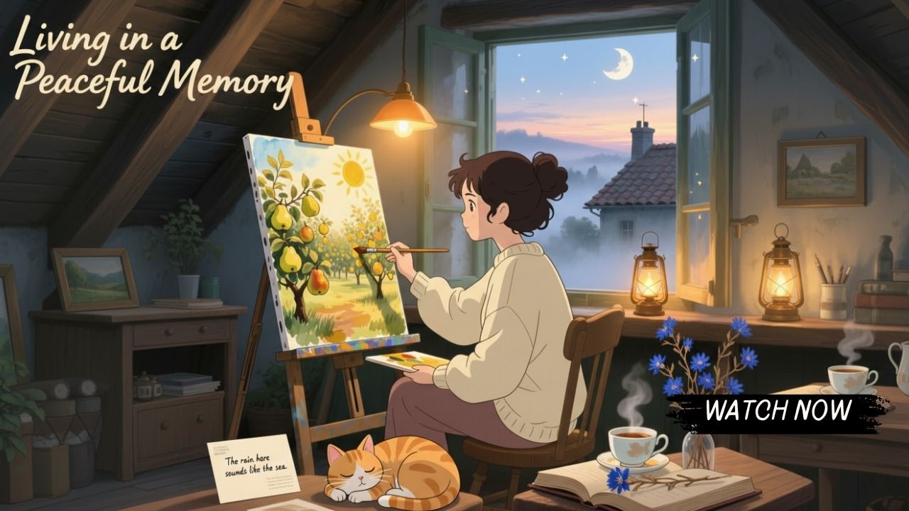 Living in a peaceful memory – Painting by the window while the world sleeps ☀️