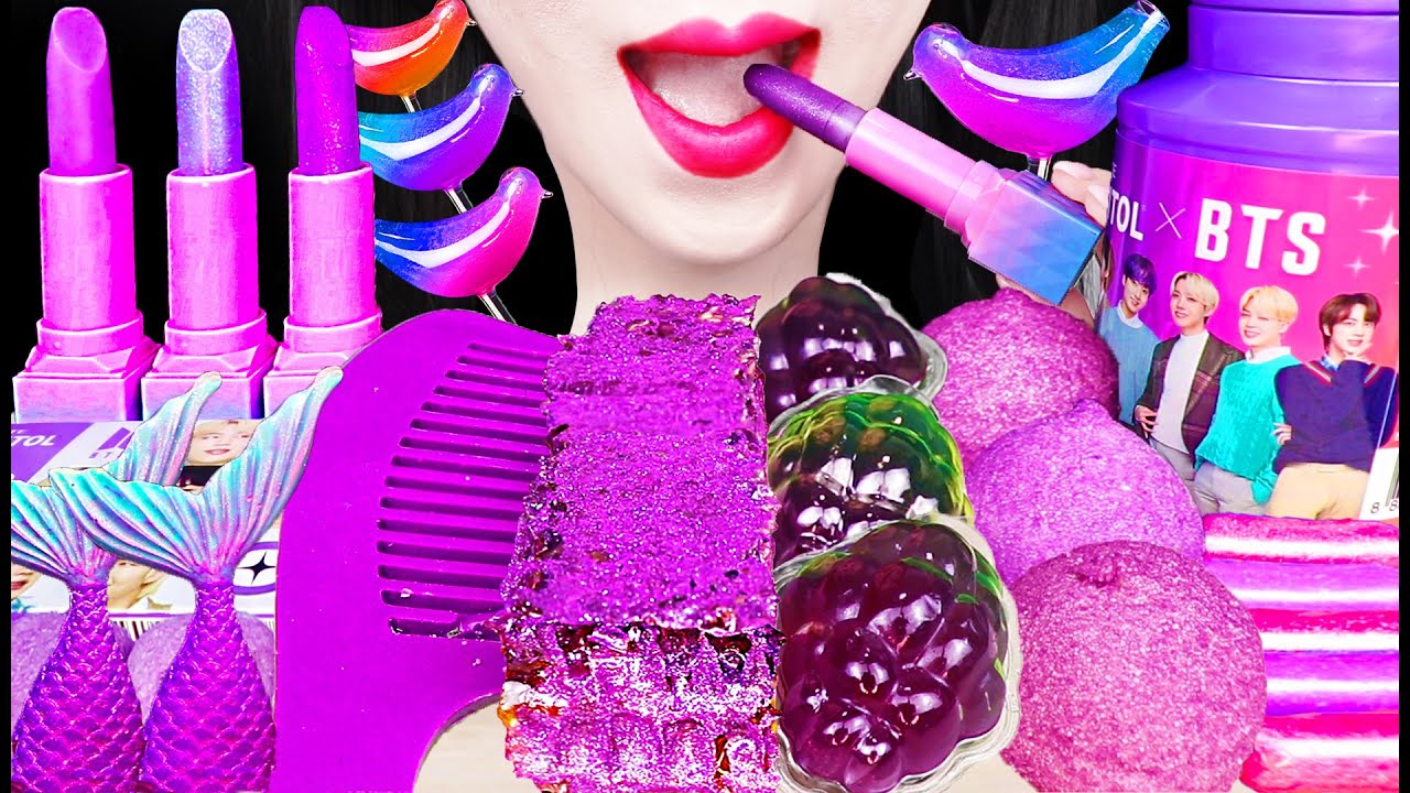 ASMR EDIBLE HAIR BRUSH, EDIBLE LIPSTICK 먹는 빗, 먹는 립스틱 먹방 MUKBANG, EATING
