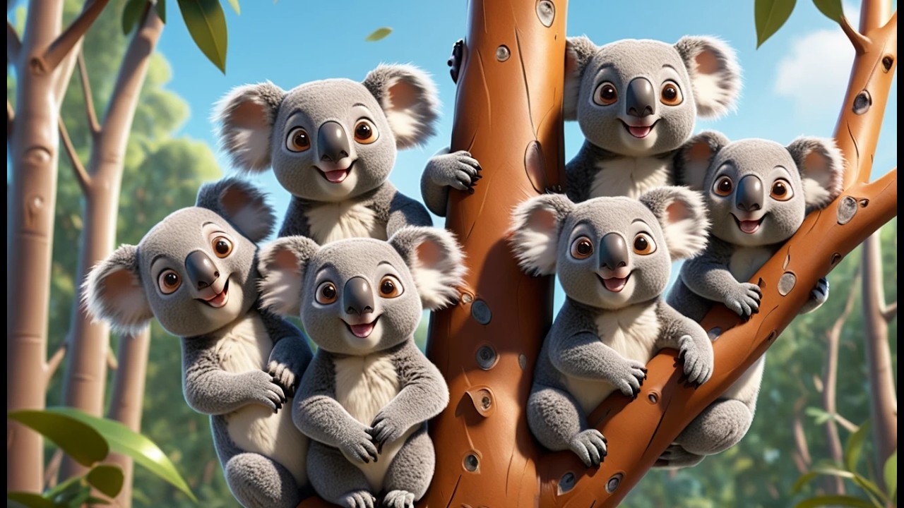Fünf kleine Koalas klettern, klettern, kletter | Lustige Tierlieder & Zählen lernen