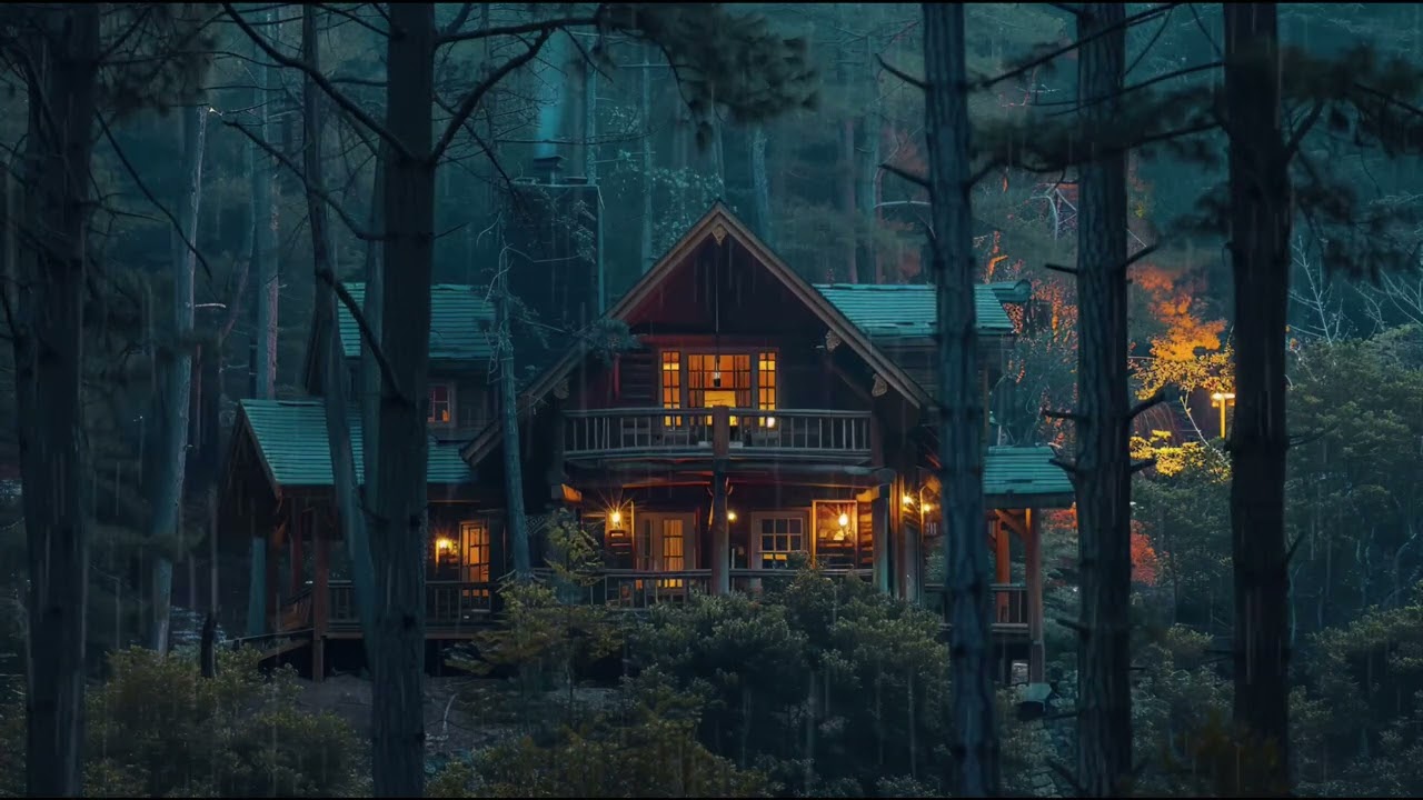 Cozy Forest Cabin at Dusk | Rain Sounds for Sleep, Relaxation & Study