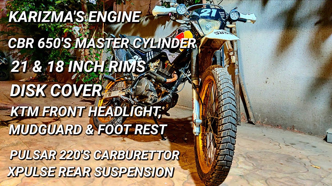 Modified 223cc Hero Impulse, dirt bike with Pulsar 220, Xpulse, Karizma, CBR 650 & KTM parts.