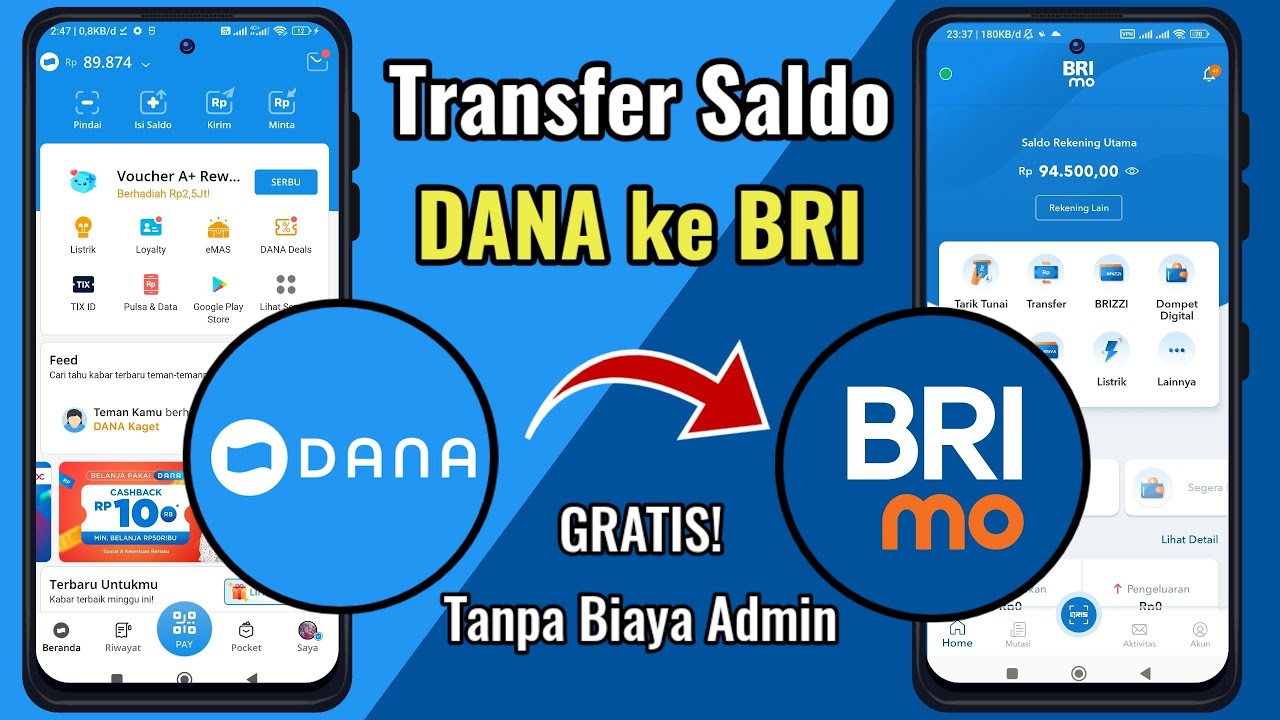 Cara Transfer Saldo DANA ke Bank BRI Terbaru! GRATIS! Tanpa Biaya Admin