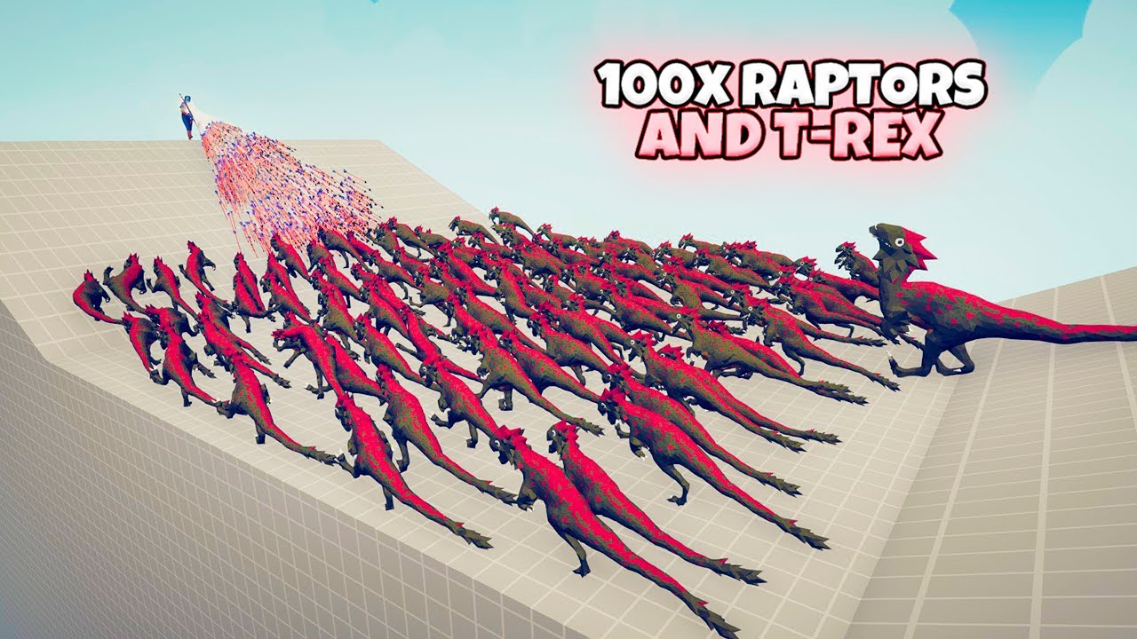 100x RAPTORS AND T-REX vs EVERY GOD | TABS Totally Accurate Battle Simulator Gameplay