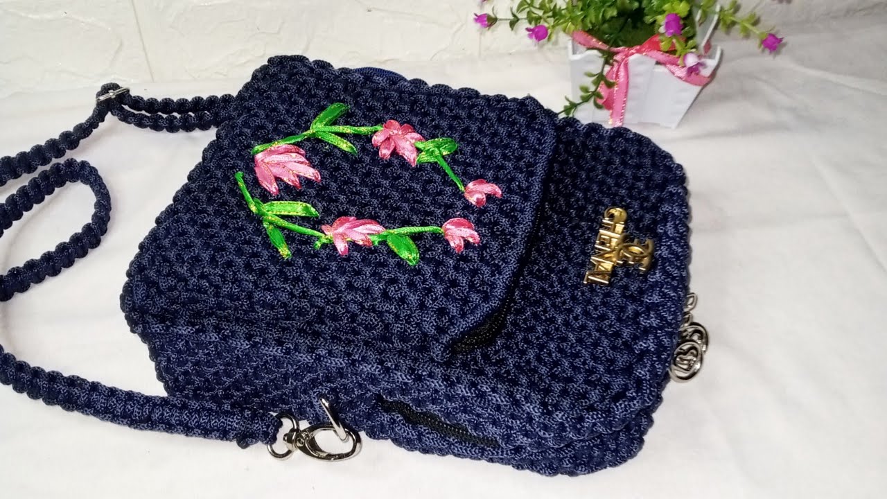 Tutorial Tas Tali Kur 2 Resleting || Tutorial kantong ransel tas tali kur || Dompet kecil tali kur