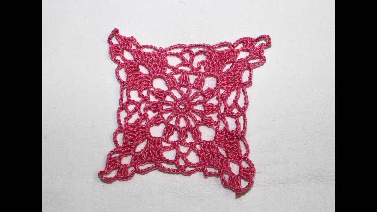 Вязание крючком. Crochet.Квадратный цветочный мотив 1. Часть 1 (мотив)