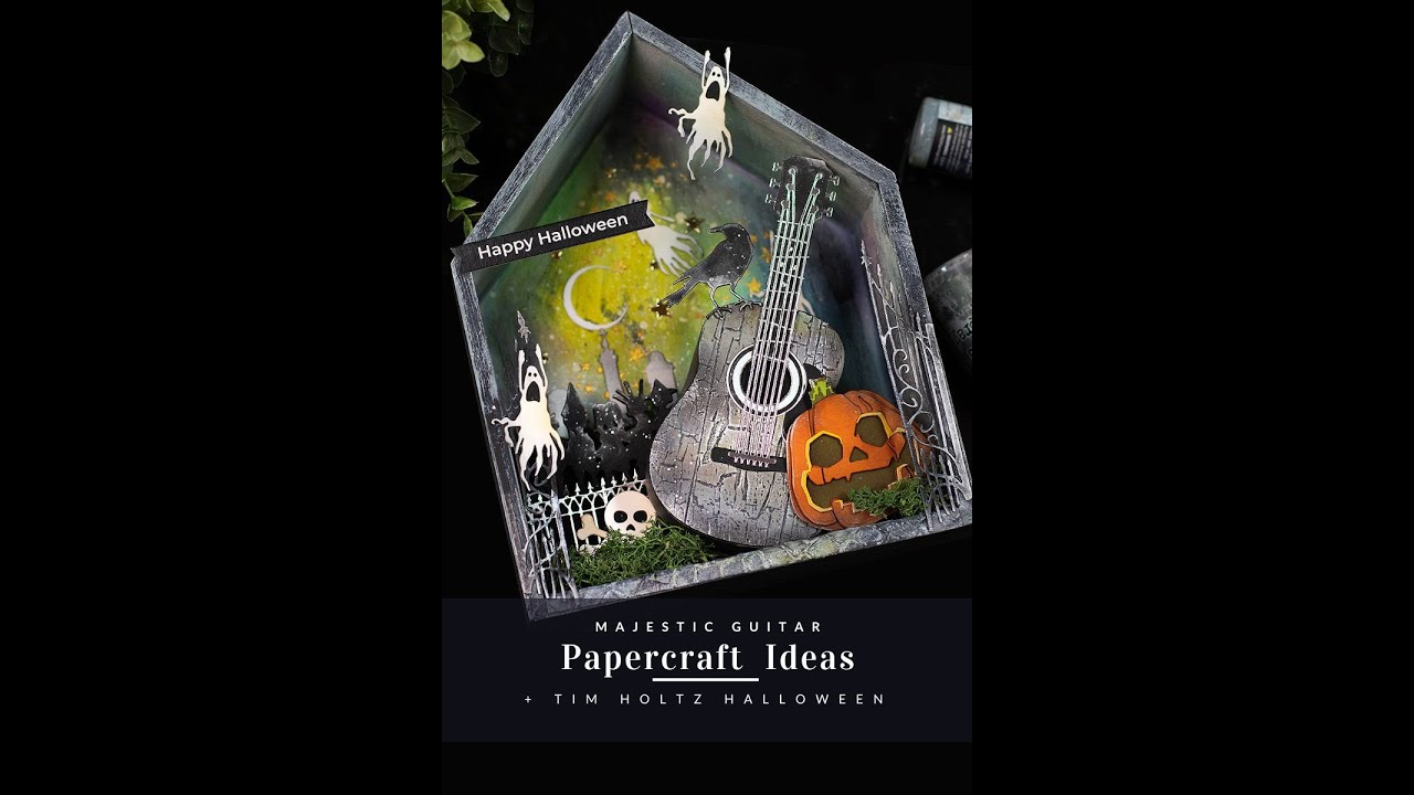 Mixed Media Halloween Decor - Spellbinders Majestic Guitar + Tim Holtz Dies 