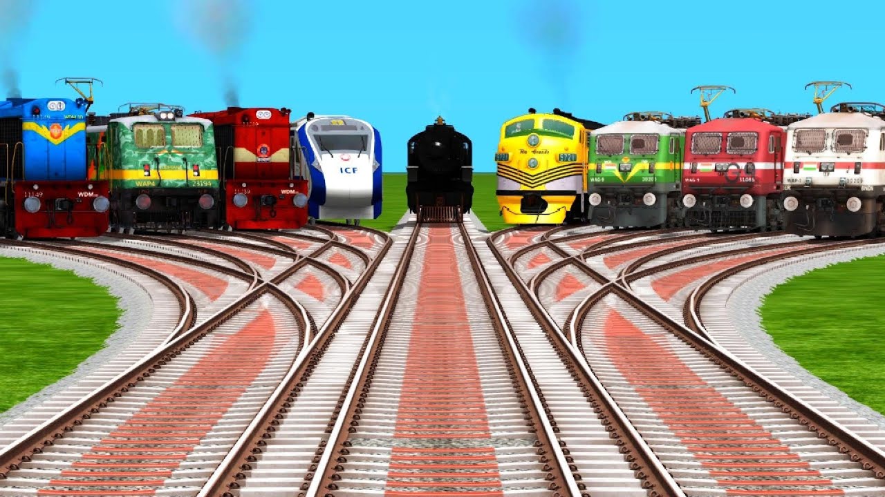Realistic Locomotive Trains Changing Tracks at Railroad Crossings | Indian Railway | train simulator
