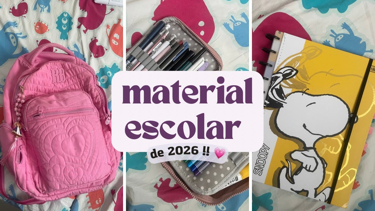 Meu material escolar 2026 !! 🎀🤍 ~ volta às aulas !! 💗 