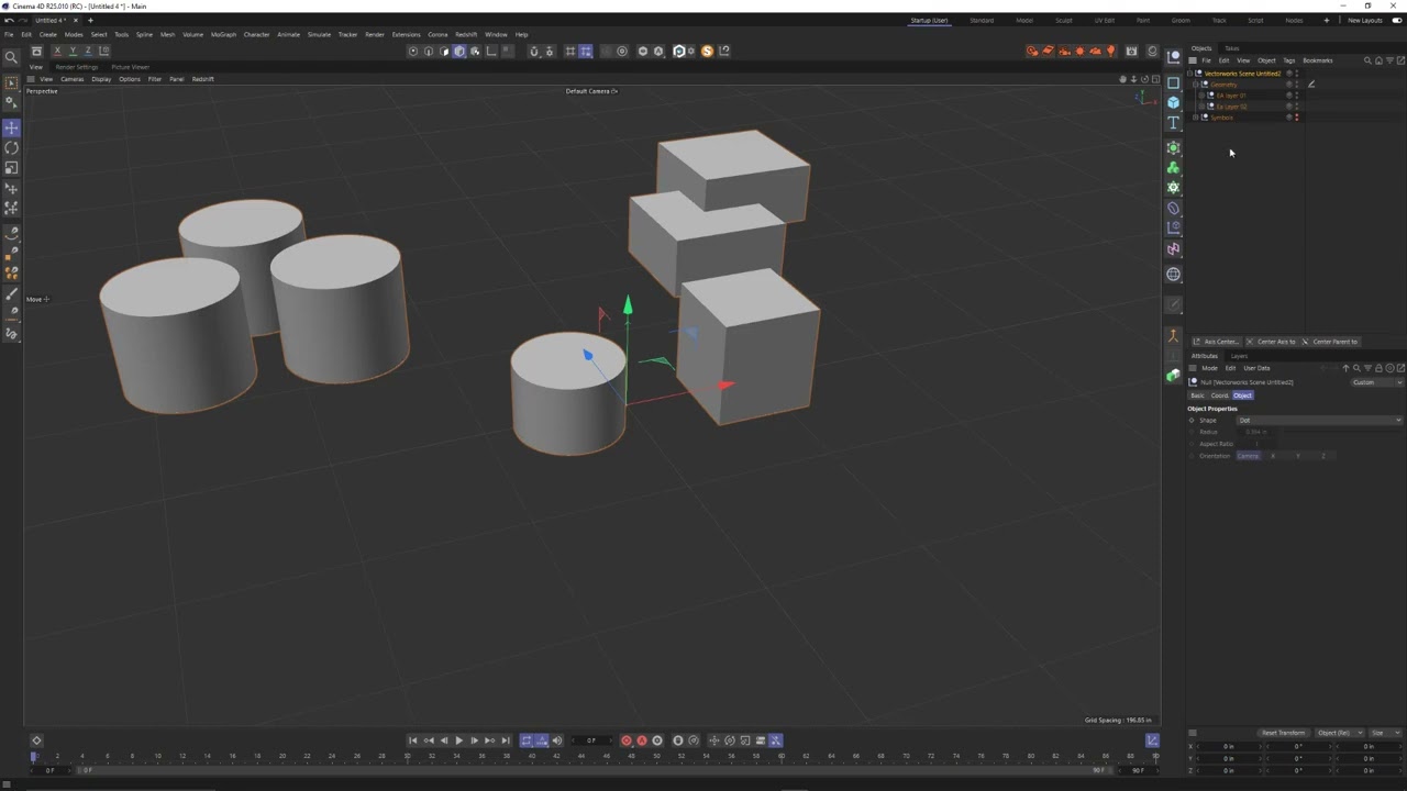 Moving Geometry From Vectorworks into Cinema4d