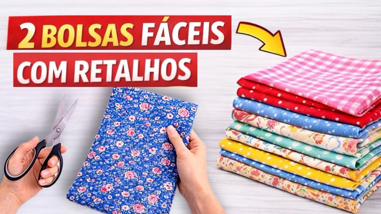 2 Bolsas Fáceis com Retalhos de Tecido 🧵 | Costura FÁCIL