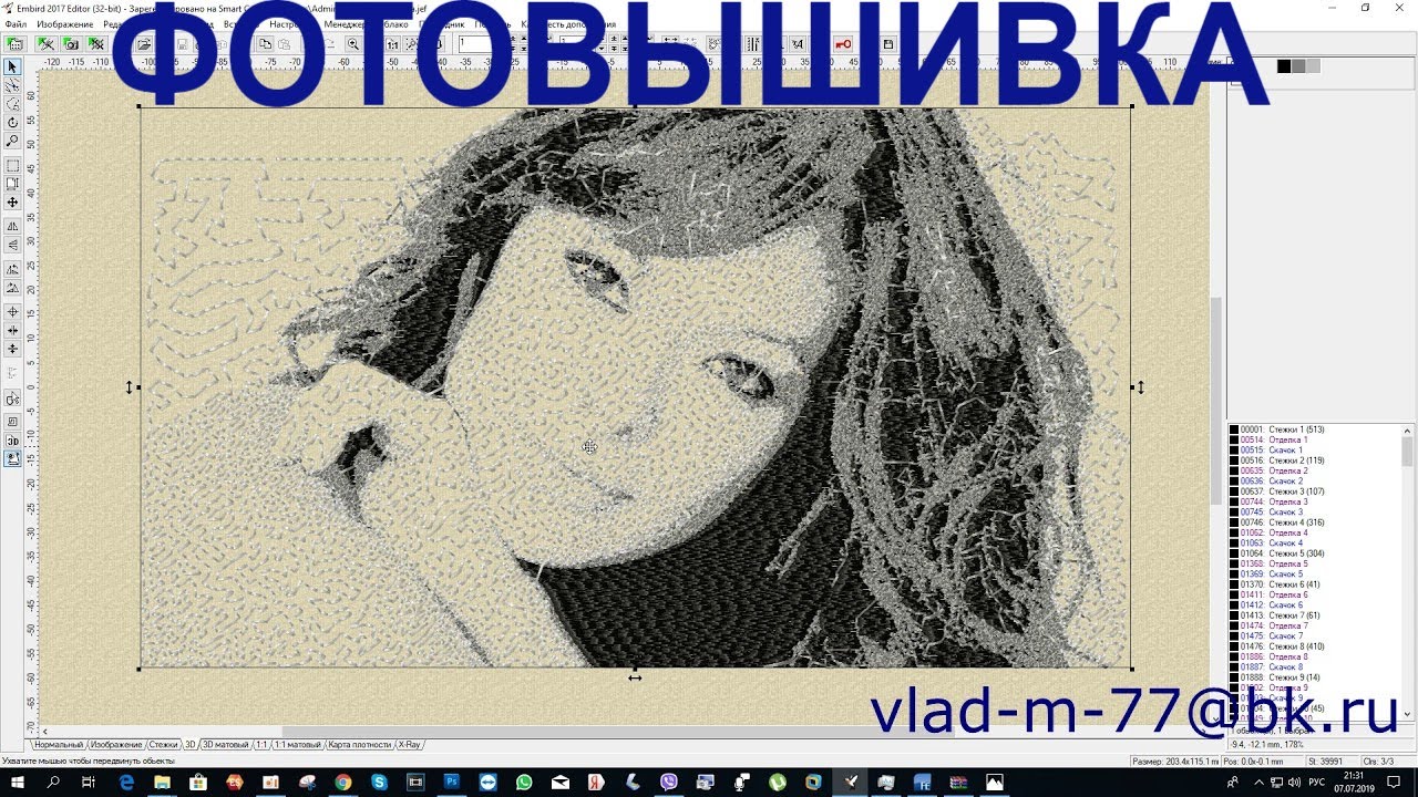 Автоматическое преобразование фотографии в вышивку.  Embird. Converting photo to embroidery