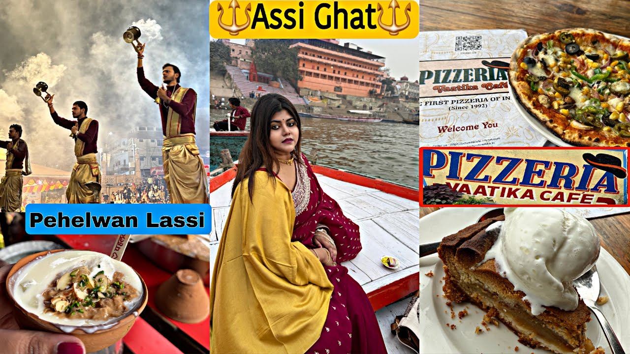 Assi Ghat Morning Aarti 🔱 | Pizzeria Vatika Cafe🍕Morning Boat Ride Full Guide 🛶 | Pehelwan Lassi 😍