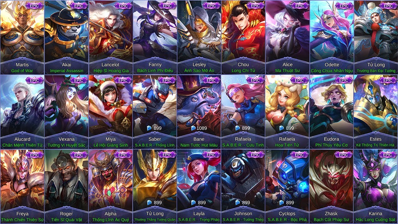Mobile Legends ALL EPIC SKINS (iOS/Android)