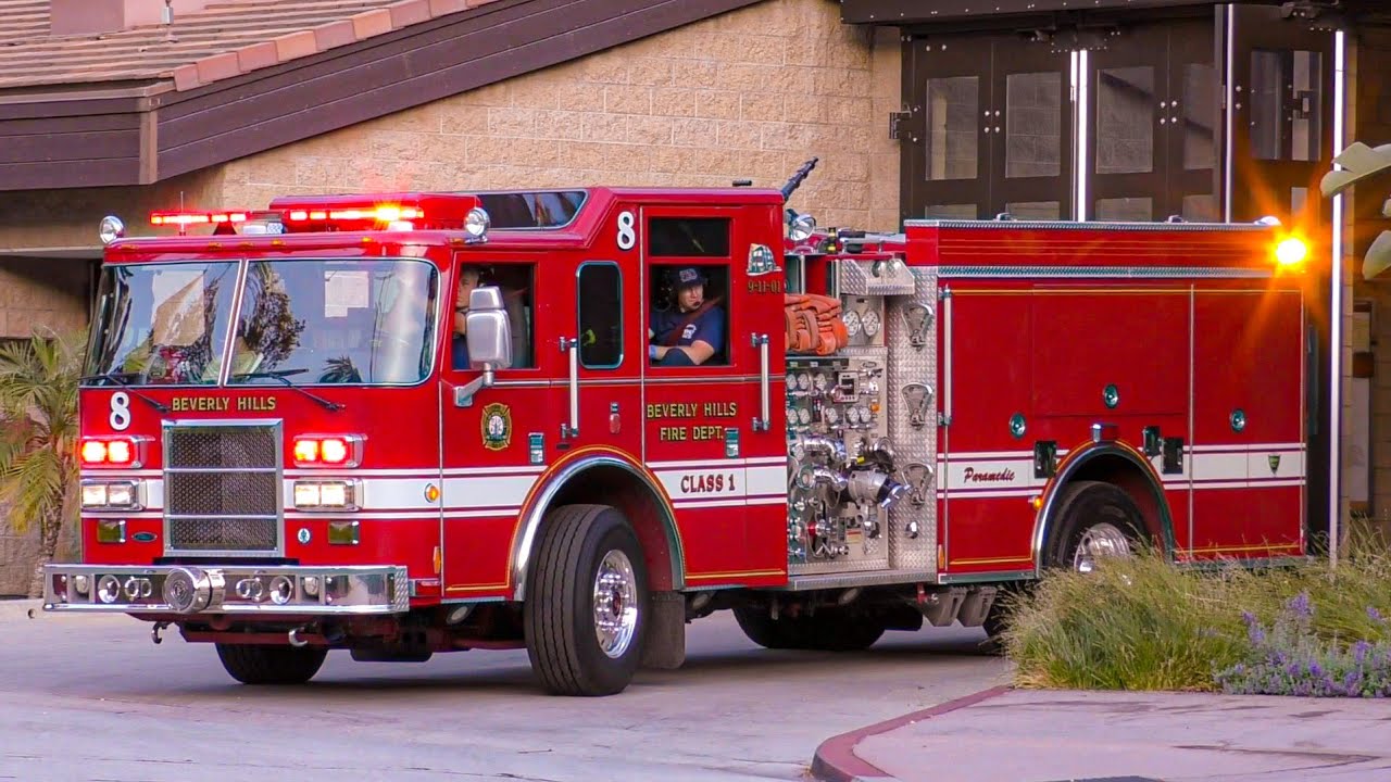 Beverly Hills Fire Dept. Engine 8 & Rescue 2 Responding