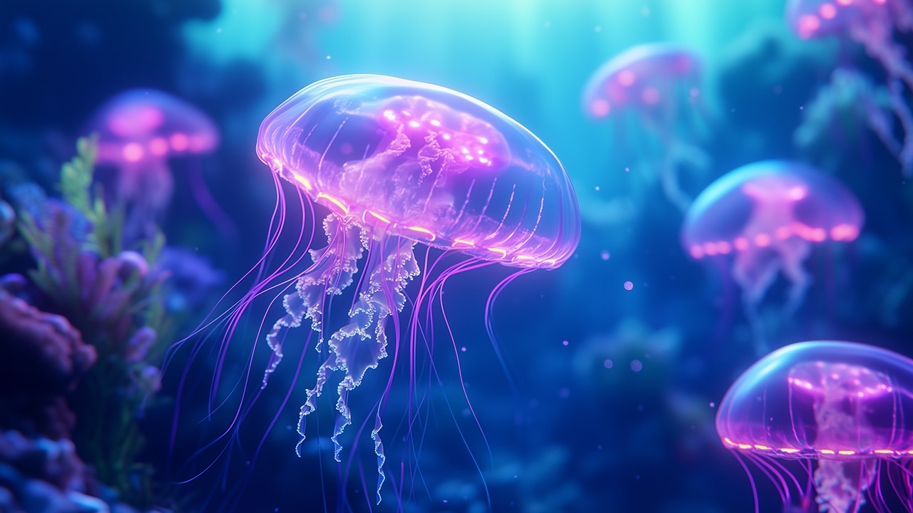 Deep Sleep Ocean Ambience 🌊 Underwater Deep Sea & Glowing Jellyfish | 10 Hours (No Ads)