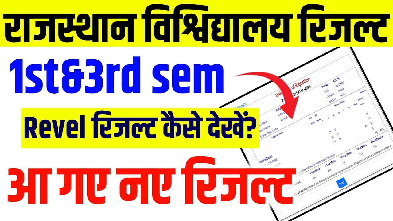 Rajasthan University Result 2025 /Uniraj Revaluation Result /Rajasthan University Result Kaise Dekhe