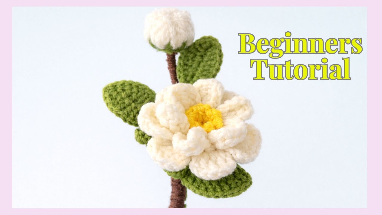 Easy crochet for beginners: How to Crochet Camellia Flower 🌸