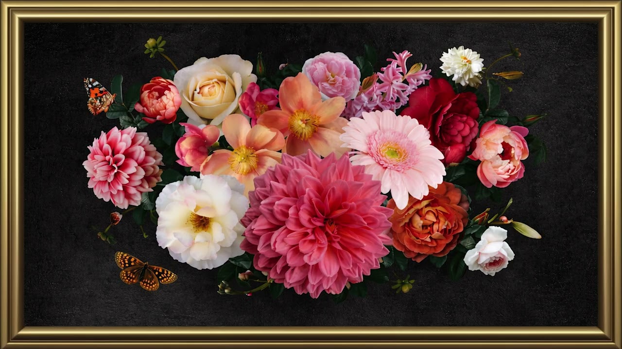 Vintage Floral Painting | 2 HOURS | Gold Frame TV Art Screensaver for TV Wallpaper