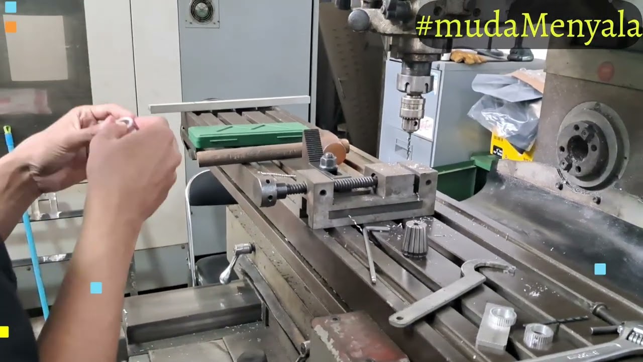 Proses bor puley timing belt dimesin frais milling #mudaMenyala
