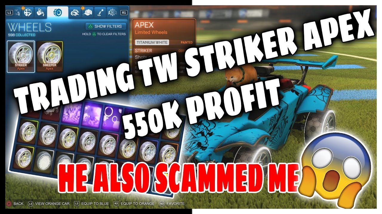 TRADING THE MOST EXPENSIVE WHEEL IN ROCKET LEAGUE (TITANIUM WHITE STRIKER APEX) 550KEY PROFIT