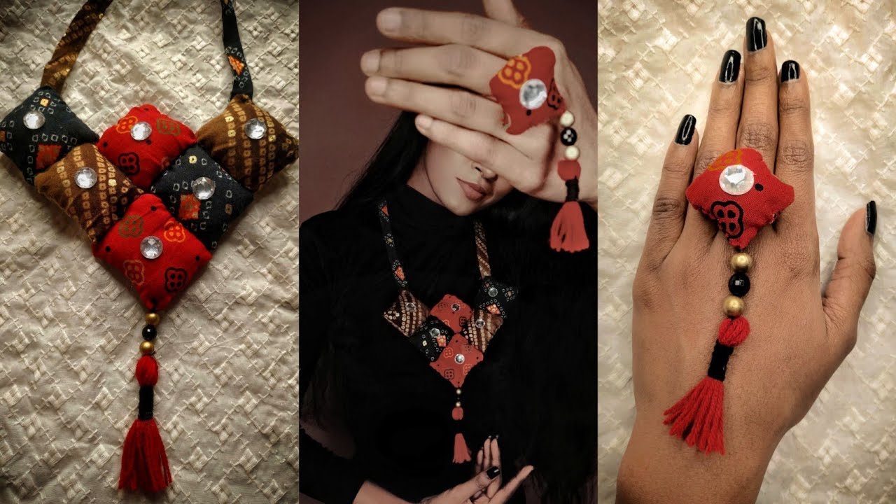 HANDMADE FABRIC JEWELRY TUTORIAL | WASTE CLOTH JEWELRY | STUFFED NECKLACE | DIY JEWELRY MAKING