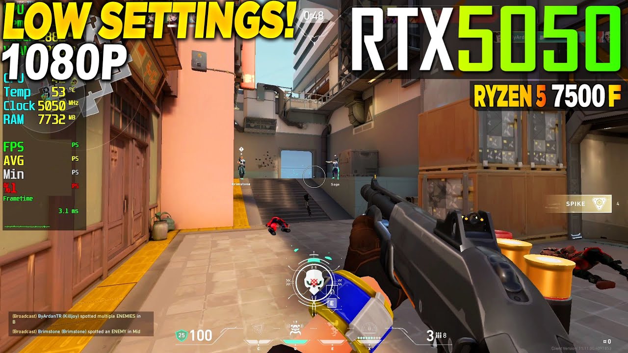 Valorant RTX 5050 + Ryzen 5 7500F - 1080p Low,