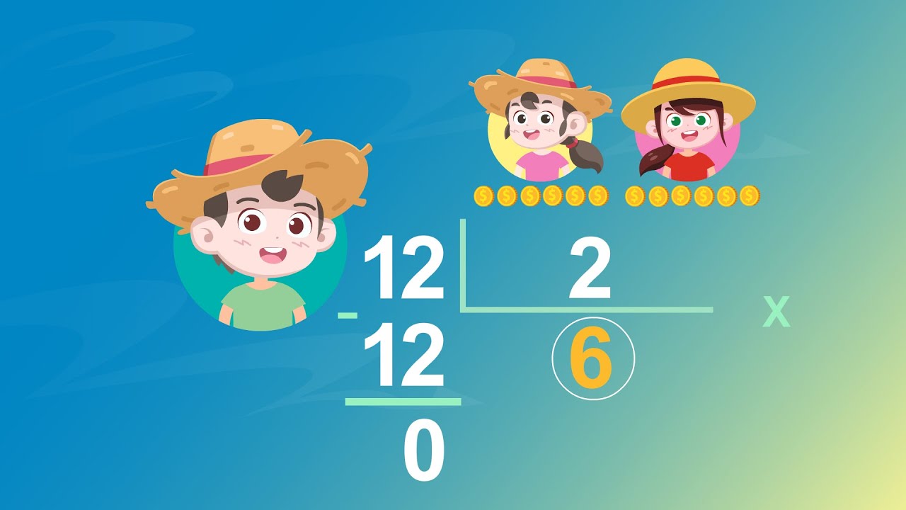 Como fazer conta de dividir  - Divisão de 12 por 2