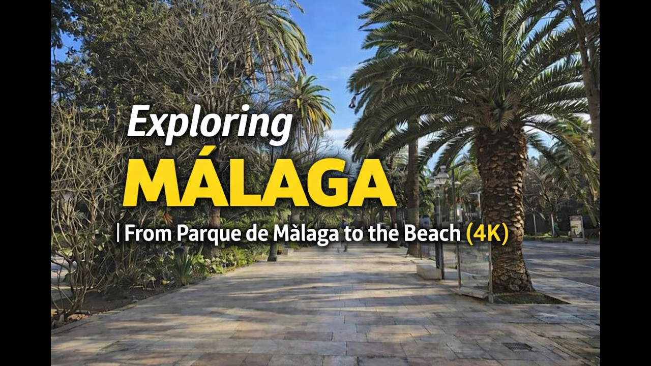 Exploring Málaga 🇪🇸 | From Parque de Málaga to the Beach. February (4K)