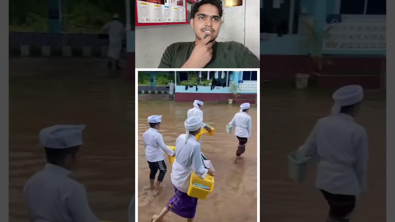 madrasi ke bacche Pani mein nikal kar ja rahe hai  #shorts #islam #islamic #islamicvideo #duet