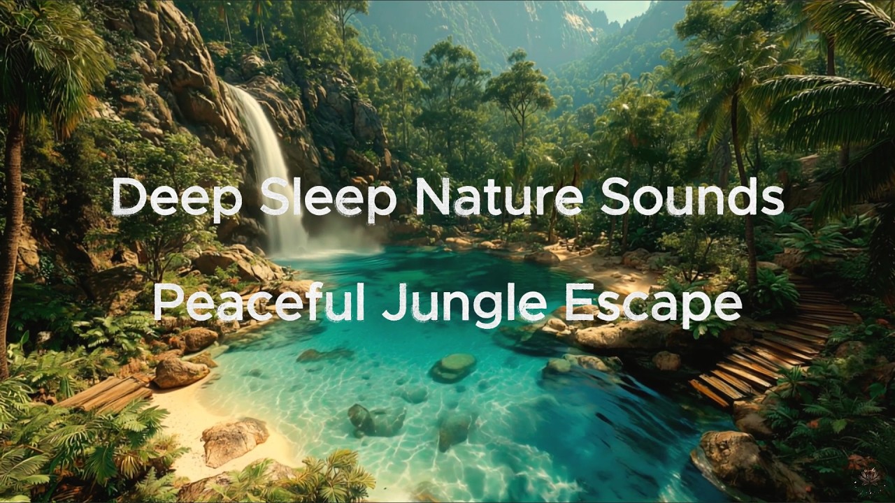 Sunny Tropical Waterfall Lagoon 🏝️ Relaxing Water Sounds & Forest Birds