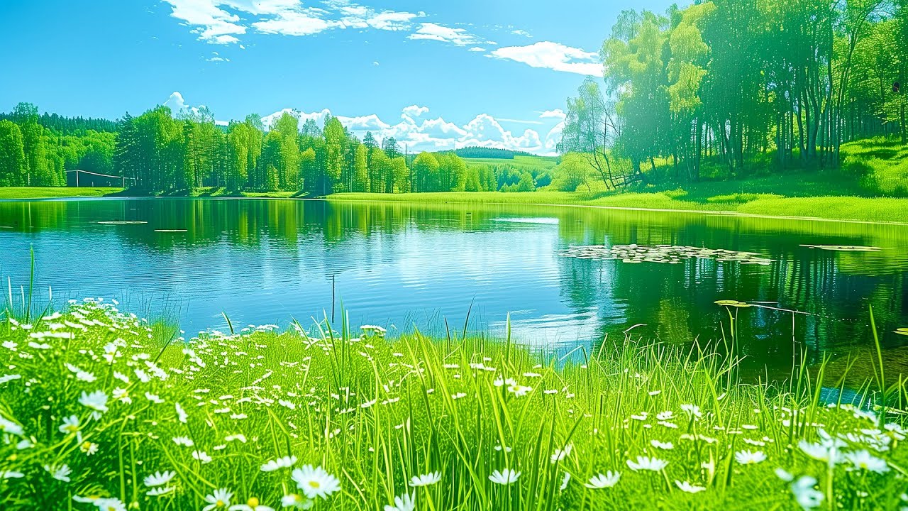 Relaxing Music by a Green Lake 🌿 Deep Relaxation for Study & Sleep