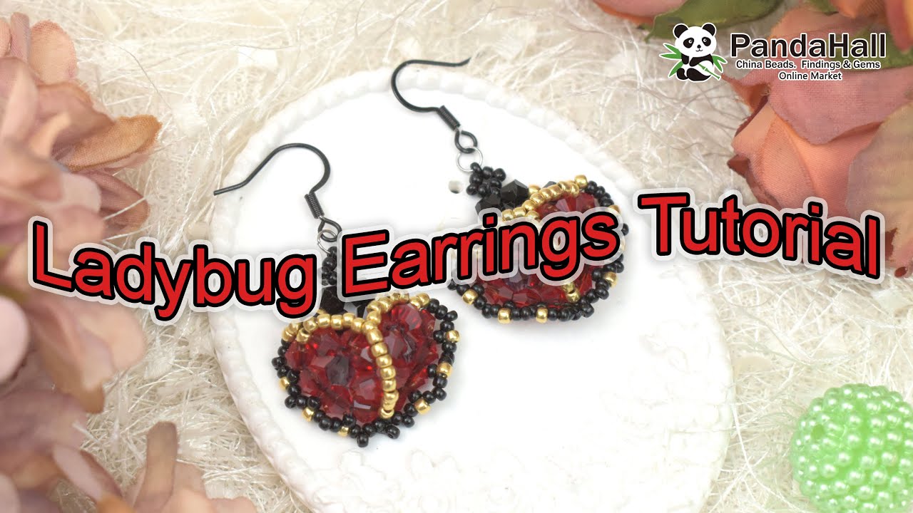 🐞💖 How to Make Glass Beaded Ladybug Earrings | Fast & Simple #halloween #ladybug #earrings