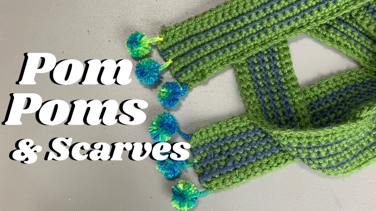 How to Add Pom Poms to the End of your Crochet & Knit Scarves | Scarf Fringe Style 3
