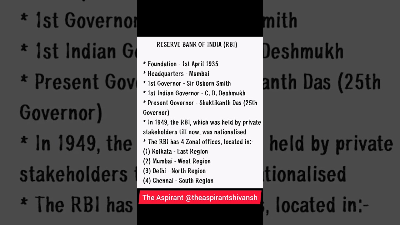 Reserve Bank of India (RBI), Important facts | GK/GS for SSC MTS/GD/Stenographer, NTPC #rbi #ssc #gk