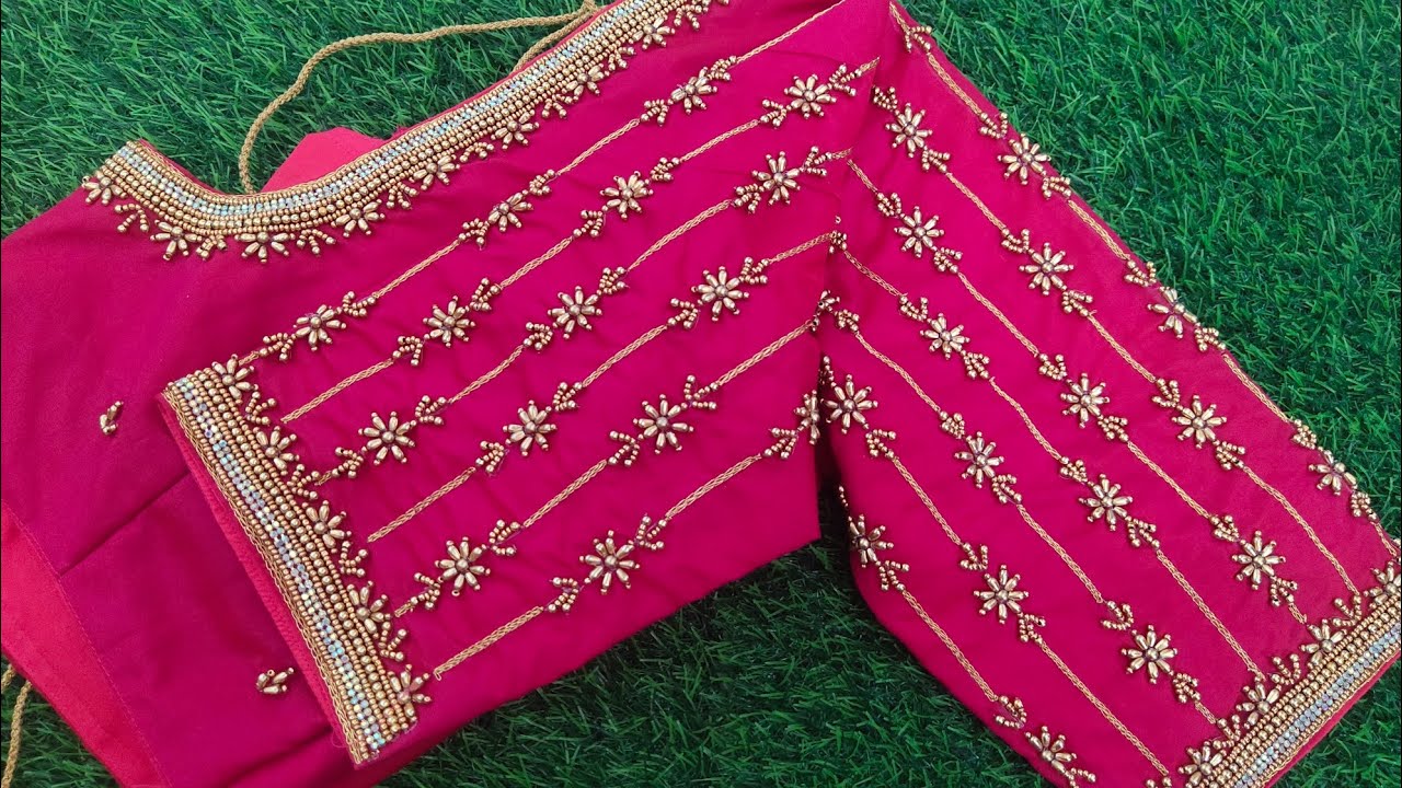 Bridal blouse in 1500 range.beginner friendly work.full tutorial
