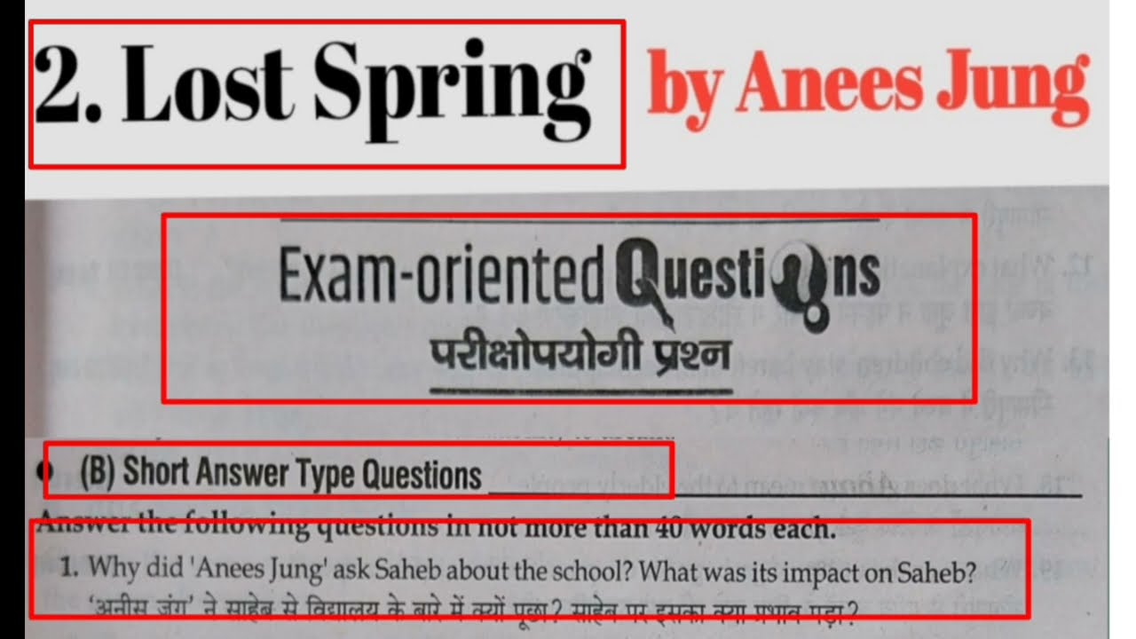 Class 12 English Lost Spring Short Question Answer || Lost Spring Question Answer with explanation |