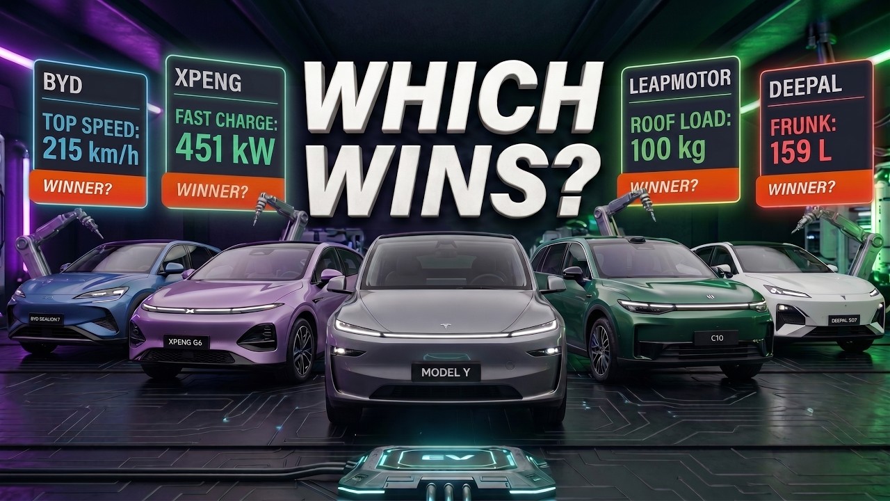 Tesla Model Y vs BYD Sealion 7 vs Xpeng G6 vs Deepal S07 vs Leapmotor C10 // Can The King Hold On? 🛑