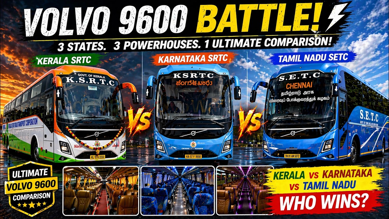 Битва Volvo 9600! SRTC Кералы против SRTC Карнатаки против SETC Тамил Наду🚍 | Полное сравнение Vo...