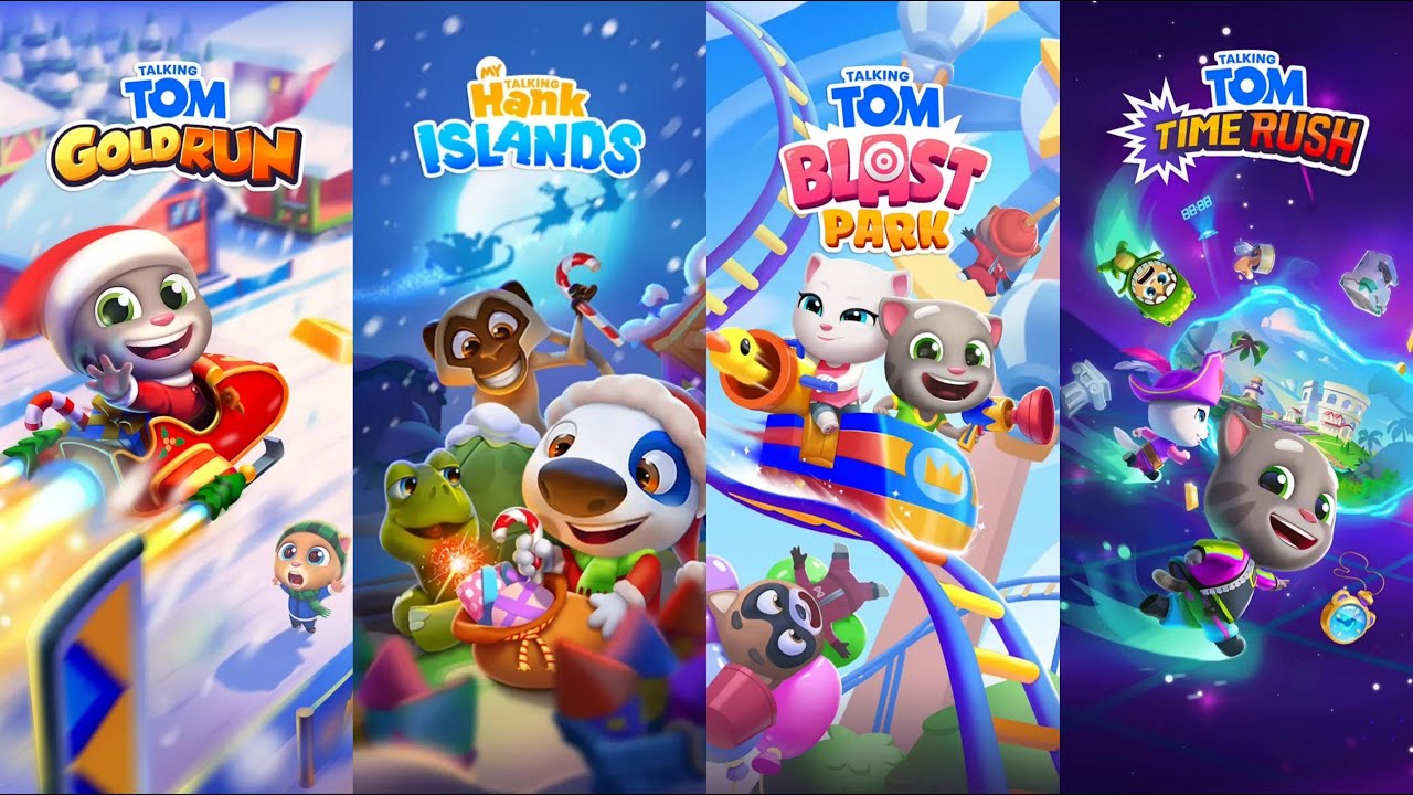 Talking Tom Gold Run Vs My Talking Hank Island Vs Talking Tom Blast Park Vs Talking Tom Time Rush