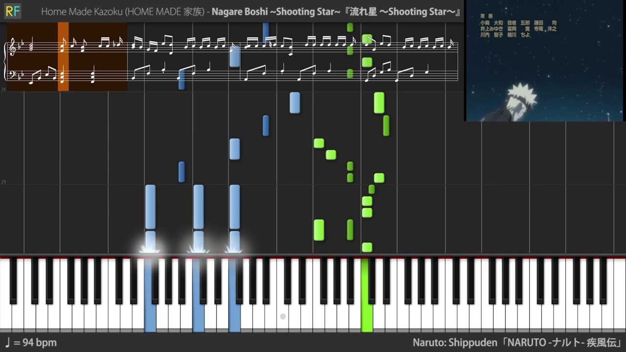 【TV】Naruto Shippuden Ending 1 - Nagare Boshi ~Shooting Star~ (Piano)