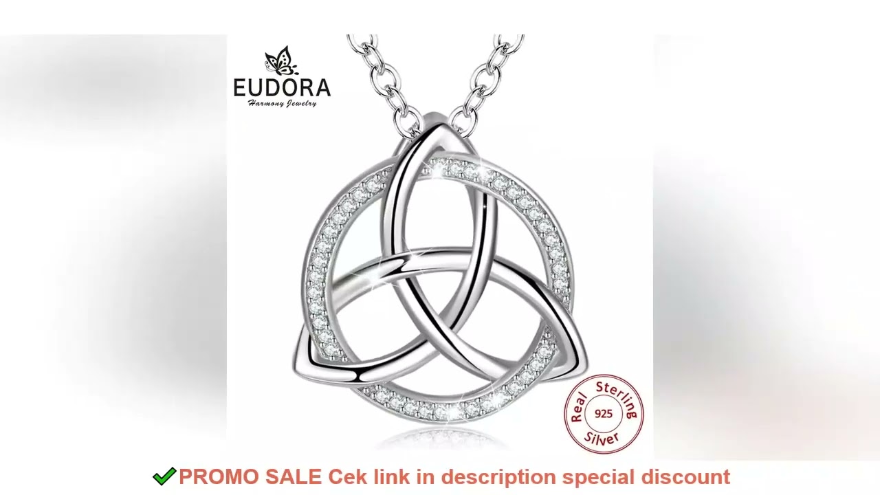 EUDORA Unique 925 Sterling Silver Celtics Tiquetra Trinity Knot Pendant Necklaces Fashion Jewelry fo