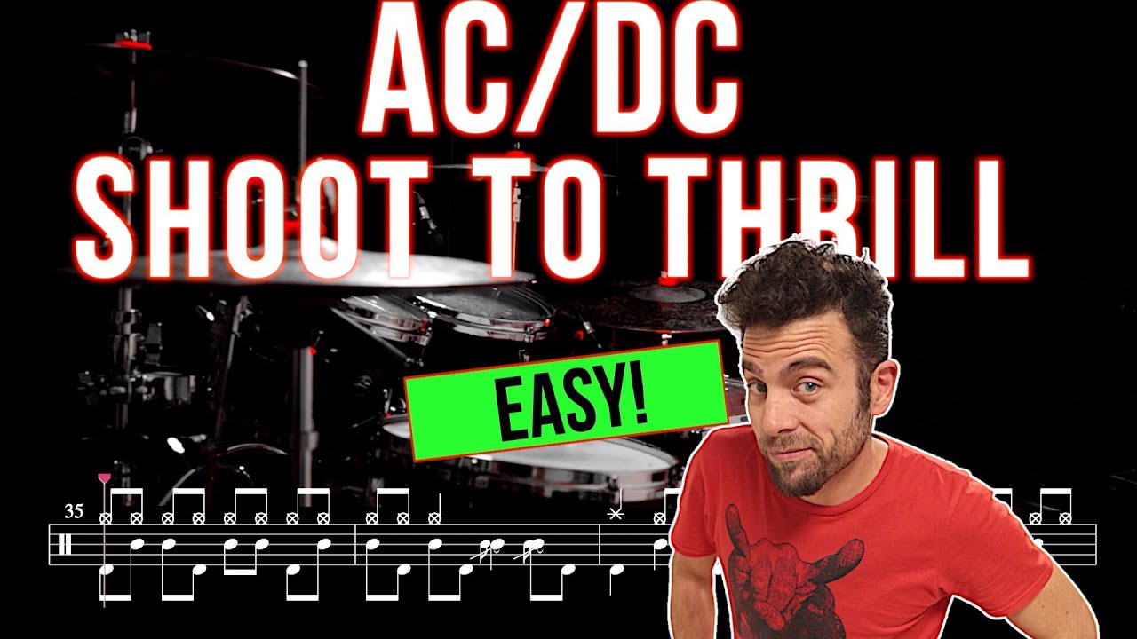 AC/DC - Shoot To Thrill - Drum Cover (with scrolling drum score)