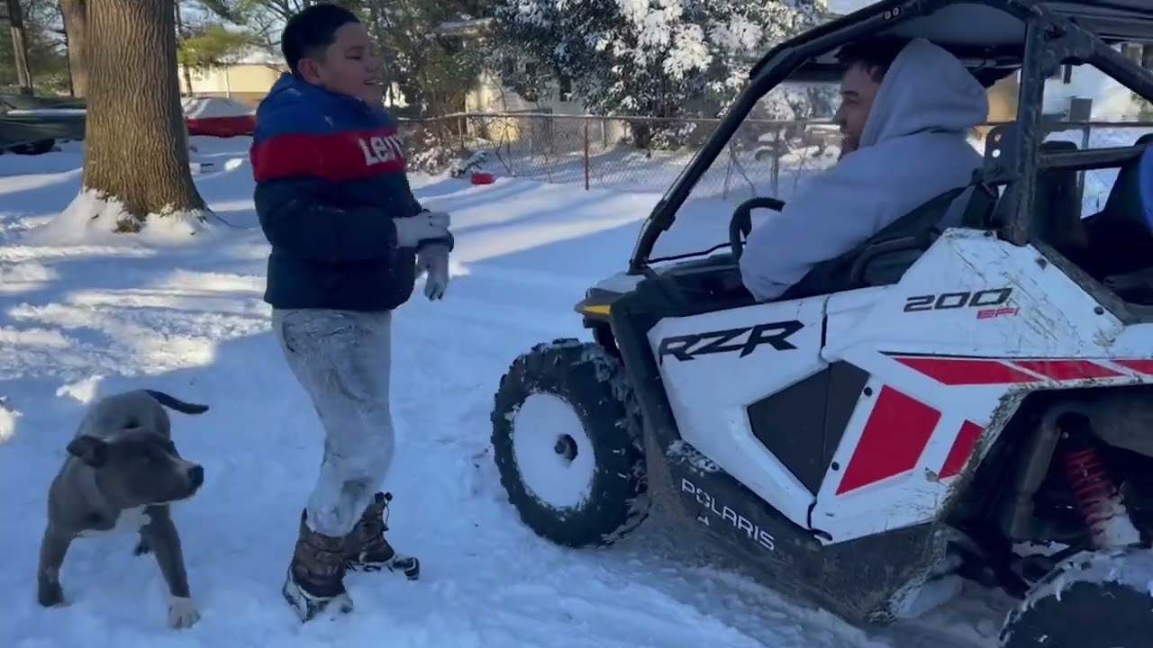 Playing in the snow with my 200 RZR Polaris